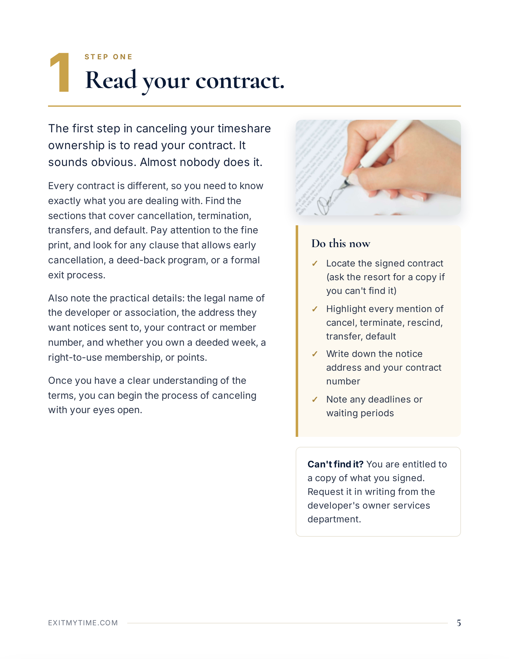 Step 1: Read Your Contract — preview page from the e-book